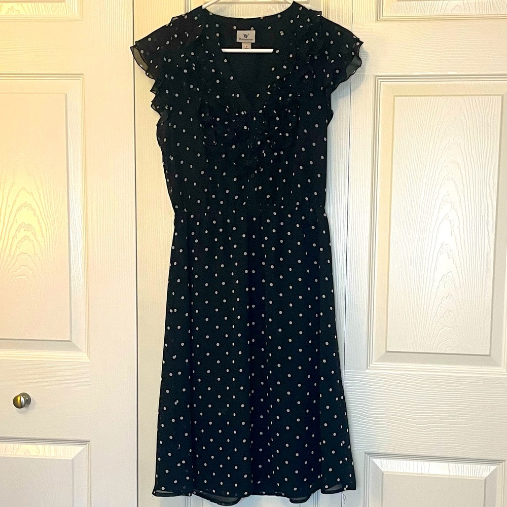 SOLD Worthington black dress with white polka dots